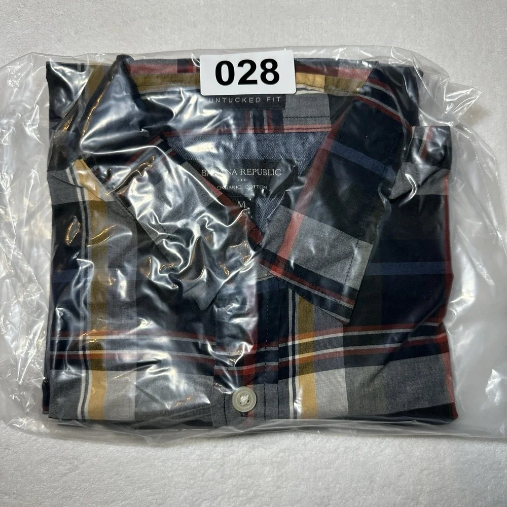 Banana Republic Untucked Fit Plaid Button Down Long Sleeve‎ Shirt Mens XL